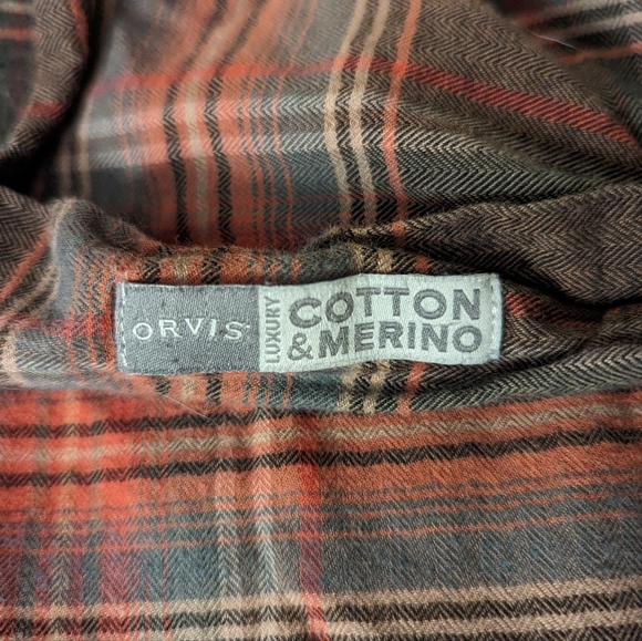 Orvis Merino wool blend plaid flannel shirt L - Picture 3 of 5